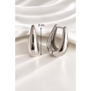 XUPING GÜMÜŞ RENK OVAL KÜPE ACR9789