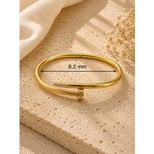 TAŞLI, GOLD RENK, ÇİVİ MODEL ÇELİK KELEPÇE ACR9795
