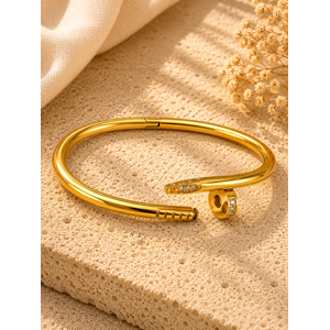 TAŞLI, GOLD RENK, ÇİVİ MODEL ÇELİK KELEPÇE ACR9795