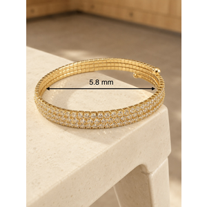 PREMİUM SERİ, GOLD RENK, ZİRKON TAŞLI ÜÇ SIRALI SUYOLU BİLEKLİK ACR9818