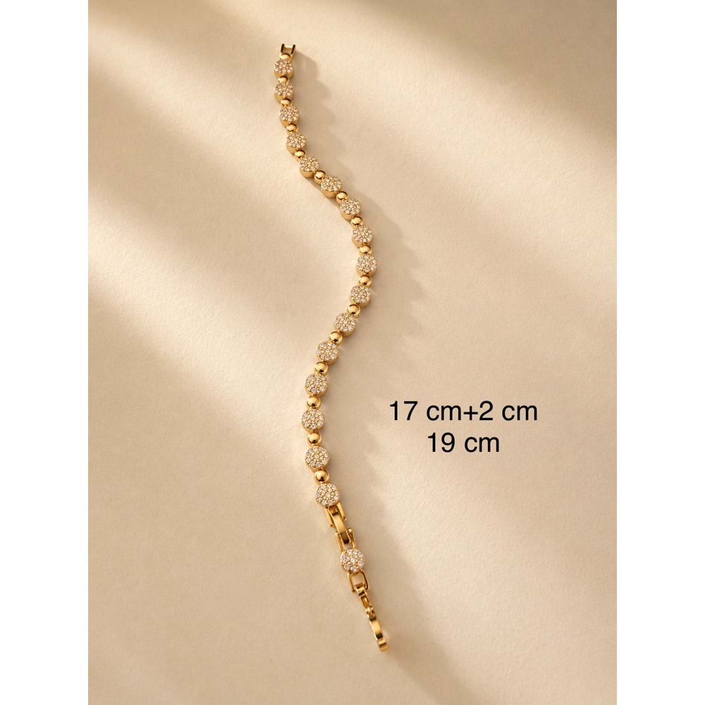 XUPING GOLD RENK, YUVARLAK ZİRKON TAŞLI BİLEKLİK 17+2CM ACR9821