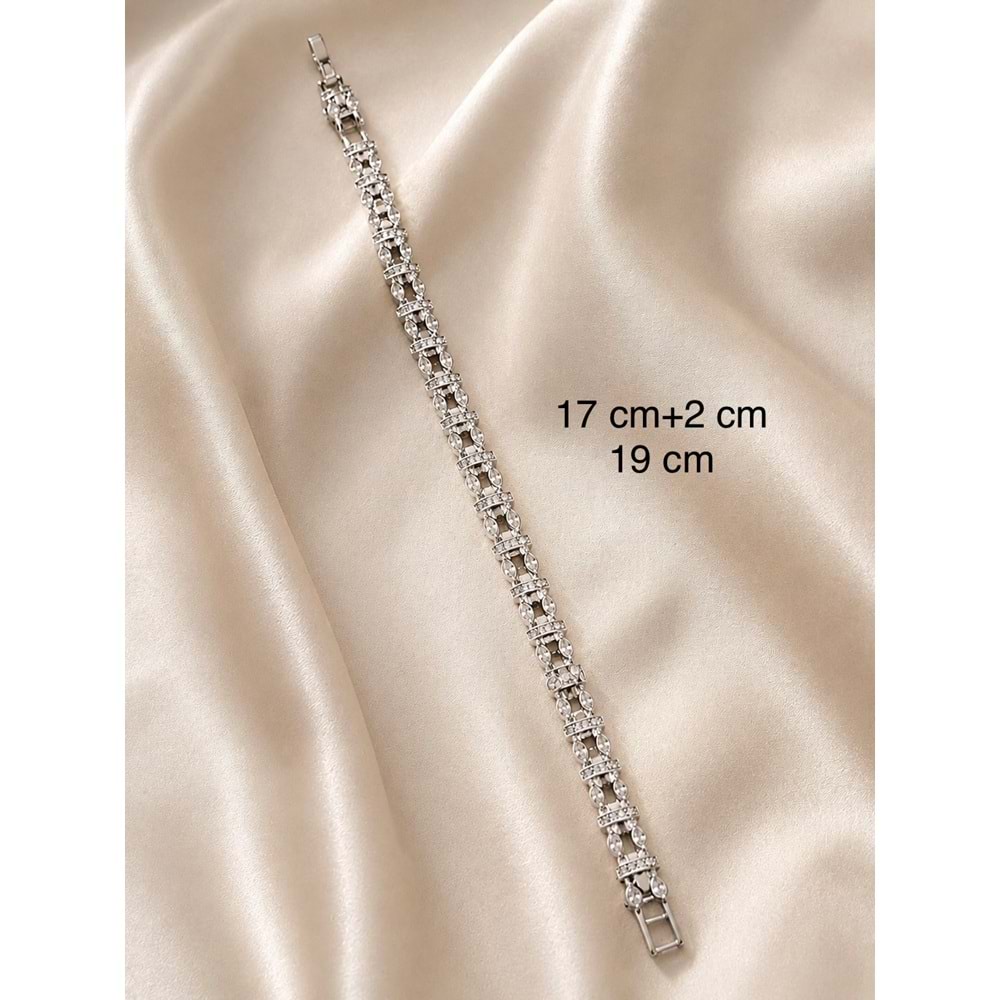 XUPING GÜMÜŞ RENK İKİLİ GÖRÜNÜMLÜ DAMLA BİLEKLİK 17+2CM ACR9840