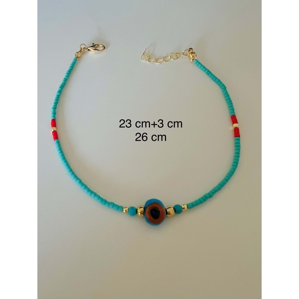 YEŞİL BONCUKLU NAZAR HALHAL 23+3CM ACR9849
