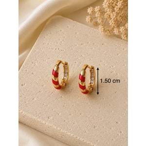 XUPING ROSE RENK KIRMIZI ÇİZGİLİ HALKA KÜPE ACR9861
