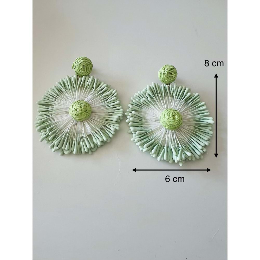 MİNT YEŞİLİ HASIR ÇİÇEK KÜPE ACR9863