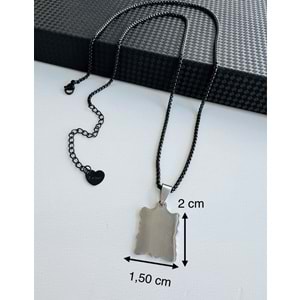ERKEK ÇELİK SİYAH ZİNCİRLİ PLAKA KOLYE 60 CM ACR9889