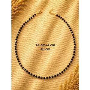 SİYAH BONCUKLU KOLYE 41+4CM ACR9899