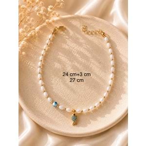 BEYAZ BONCUKLU BALIK FİGÜRLÜ HALHAL 24+3CM ACR9934