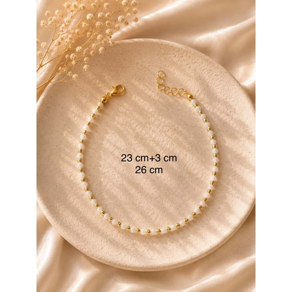 BEYAZ BONCUKLU HALHAL 23+3CM ACR9938